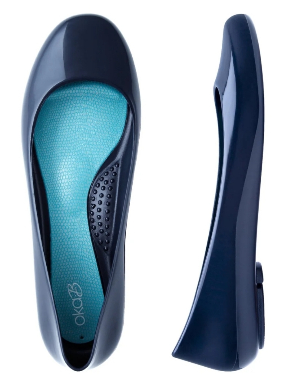 OKA b. Taylor Shiny Slip-On Ballet Flat In Sapphire with Teal Insole NWOT